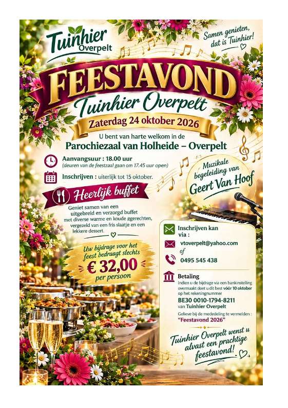Aankondiging van Feestavond